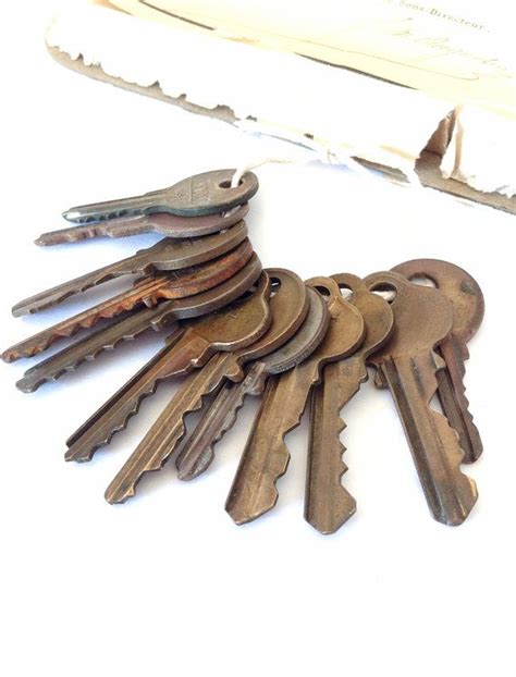 Twelve 12 Vintage Brass House Keys Plain Brass Keys With Etsy