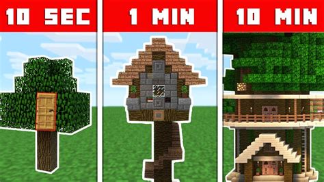 Minecraft Battle Noob Building Tree House In 10 Seconds 1 Minute 10