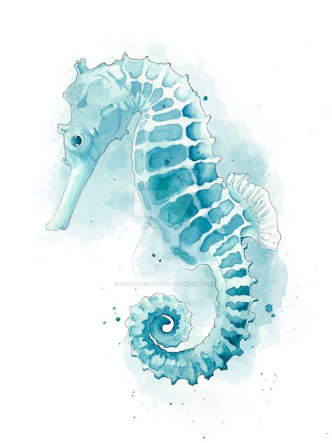 Seahorse By Foxtalestudio Watercolor Fish Watercolor Animals