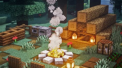 Minecraft Campfire Ideas ~ Minecraft 1 14 How To Build A Campsite [new Campfire ] Wilsamusti
