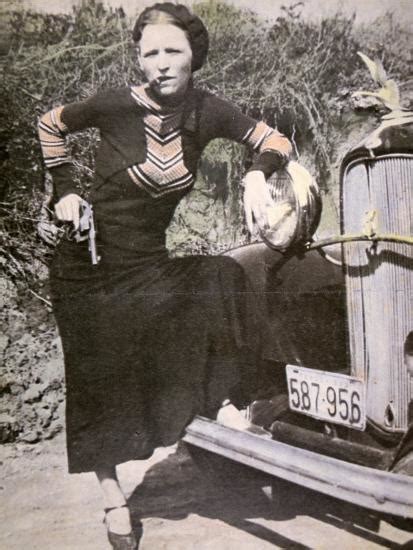 Bonnie Parker Posing Tough With A Gun And Cigar C1934 Photographic