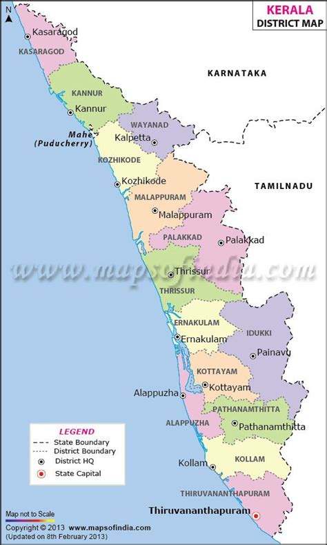 Kerala District Map District Of Kerala Map Kerala Political Map Kerala