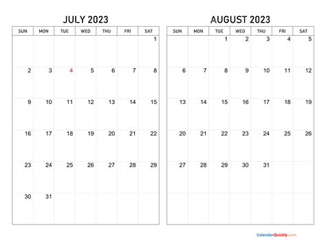 August 2023 Free Calendar Printable July And August 2023 Calendar