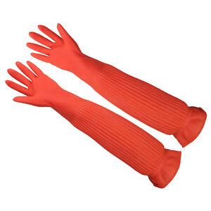 Hot Dish Washing Gloves Latex Long Thick Durable Housework Non Slip Glove Pair