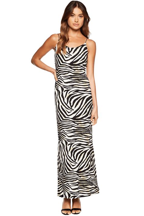Zebra Print Maxi Dress In Zebra Bardot