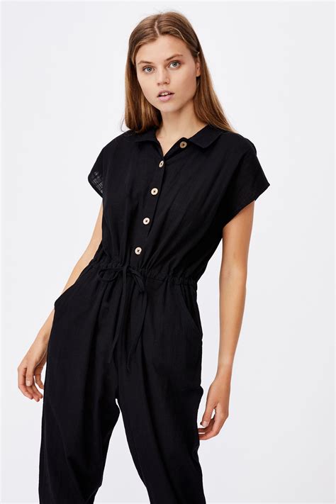 Woven Jasmine Utility Jumpsuit Black Cotton On Jumpsuits And Playsuits