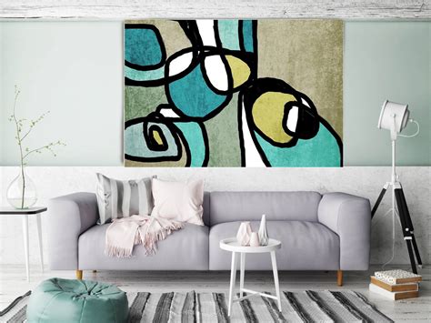Vibrant Colorful Abstract 0 38 Mid Century Modern Green Canvas Art