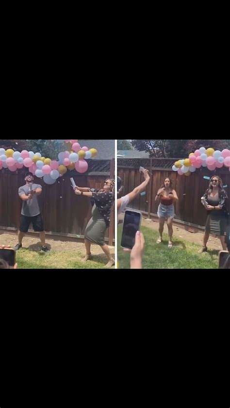 gender reveal goes wrong when confetti pops incorrect color