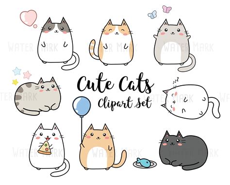 Cats Clipart Cute Kawaii Cats Clip Art Cats Clip Art By