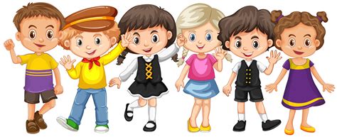 Many kids with happy face 292794 Vector Art at Vecteezy