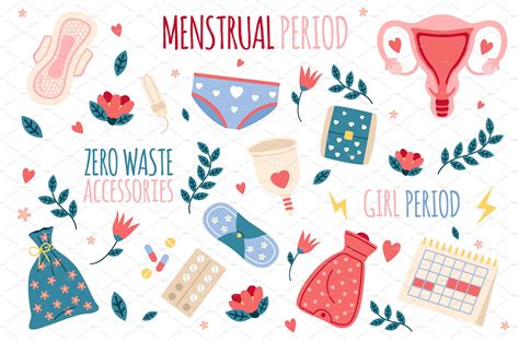 menstruation hygiene feminine graphic objects ~ creative market