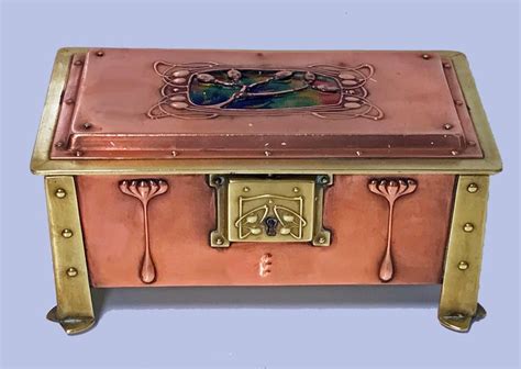 Arts And Crafts Enamel Copper And Brass Box Circa 1900