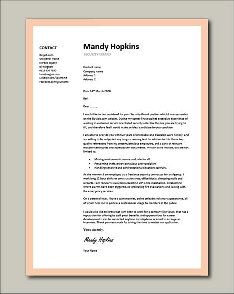 In our previous article on job application letters, we took a look at how to write a proper job application letter, and in this article on the same topic we are going to take a look at a sample application letter, which you can use below is an example of a good application letter for a job Application Letter : 23 Awesome Security Guard Cover Letter Photo Ideas Security Guard Cover ...