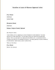 Vacation Or Leave Of Absence Approval Letter Download At Writeletter Com Vacation Or