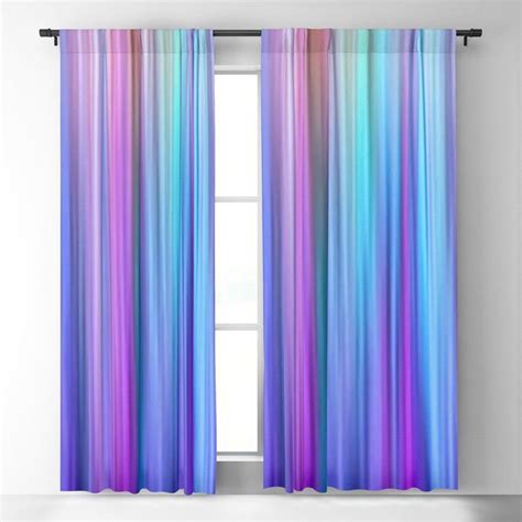 Abstract Purple And Teal Gradient Stripes Pattern Blackout Curtain