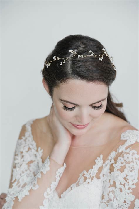 Wedding Hair Vine Gold Bridal Headpiece Pearl Bridal Headband