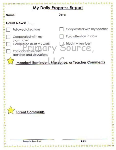 Summer School Progress Report Template 1 Templates Example