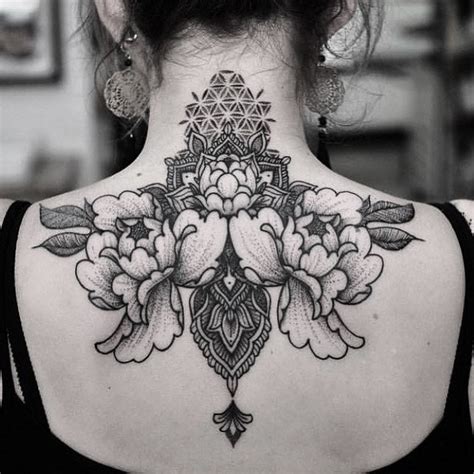 Ornamental Dotwork Upper Back Tattoo By Chris Jones Vic Market Tattoo