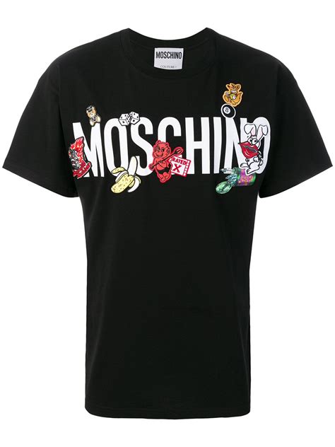 Moschino Patch Applique Logo T In Black Modesens Moschino Stylish