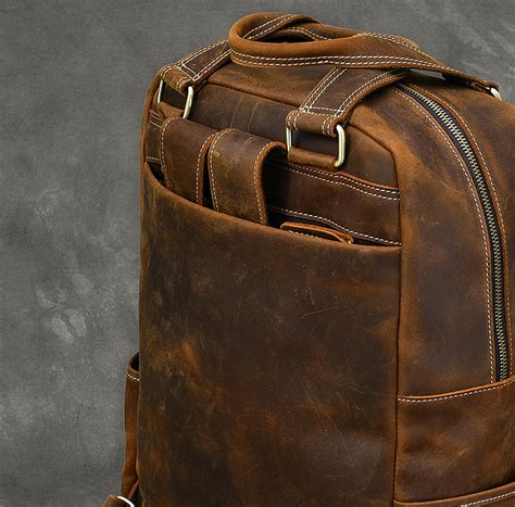 Personalized Leather Backpack With Top Handles Travel Backpack Laptop Lisabag