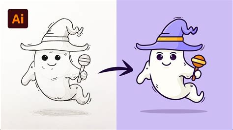 Adobe Illustrator Tutorial - Create a Ghost Character from Sketch (HD