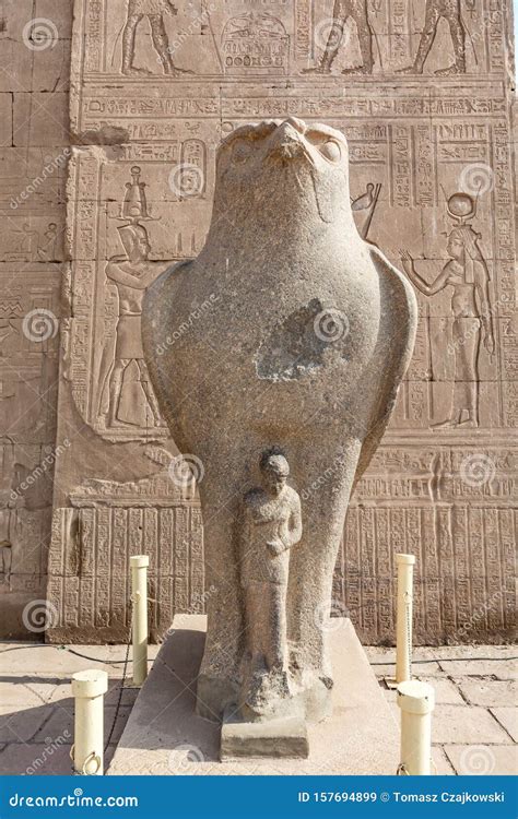 Statue Of Horus In Edfu Temple Egypt Stock Image Image Of Reliefs Antique 157694899