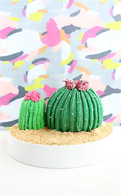 Learn how to create a buttercream cactus cake with an ombre buttercream sunrise, piped cactus, and edible sand. Bake a Cactus Cake - A Kailo Chic Life