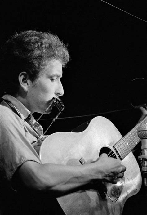 Bob Dylan Portrait With Guitar And Harmonica Newport Folk Festival