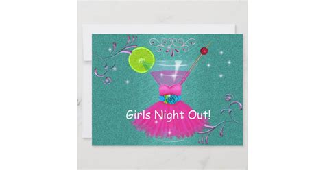 Girls Night Out Invitations With Dress And Cosmo