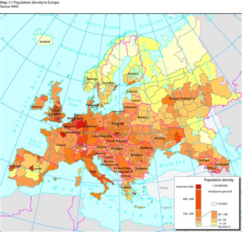 Europe Population Density Map