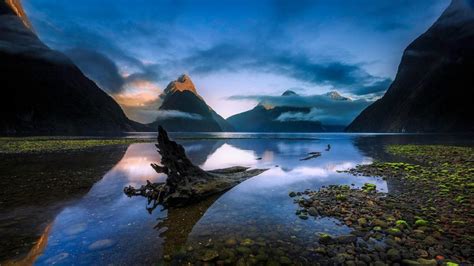 Milford Sound With Mitre Peak Fiordland National Park New Zealand