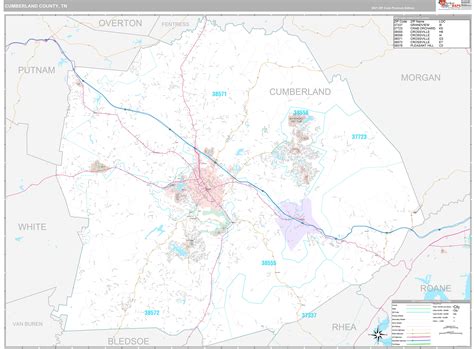 Cumberland County, TN Wall Map Premium Style by MarketMAPS - MapSales.com