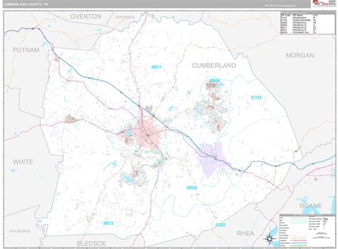 Cumberland County Tn Wall Map Premium Style By Marketmaps