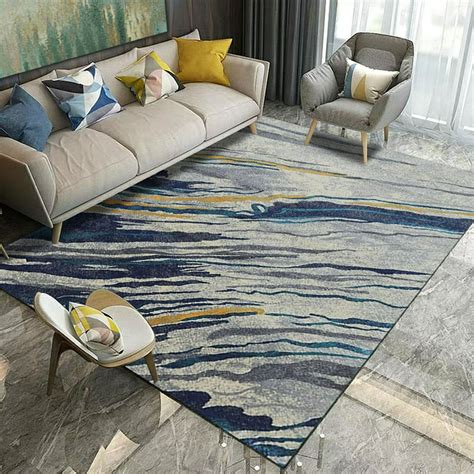Lelinta Modern Abstract Vintage Blue Area Rug Indoor Carpet Bohemian