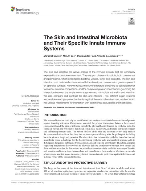 Pdf The Skin And Intestinal Microbiota And Their Specific Innate