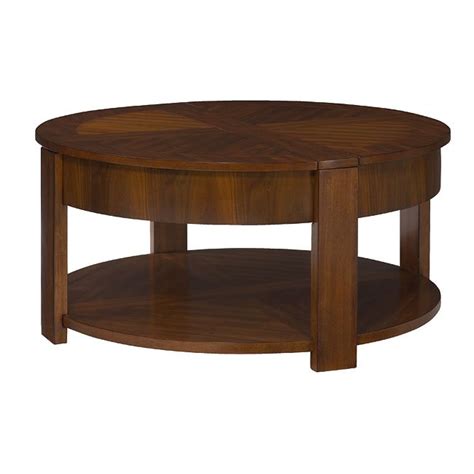 Rolanstar coffee table, lift top coffee table with storage shelves and hidden compartment, retro central table with wooden lift tabletop and metal frame, for living room, rustic brown. Maxim Round Lift-Top Cocktail Table by Hammary | FurniturePick