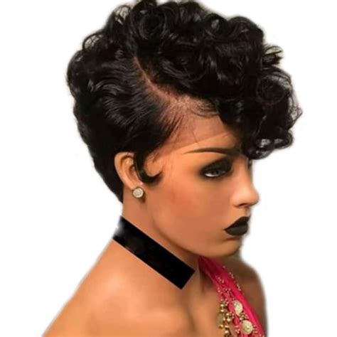 Smd Curly Human Hair Wig For Black Women Short Glueless Full Lace Wig