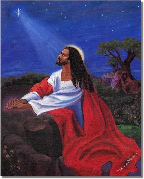 african american black jesus praying at gethsemane rock wall picture 8x10 art print