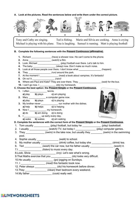 Present Simple Vs Present Continuous Interactive Worksheet Simple