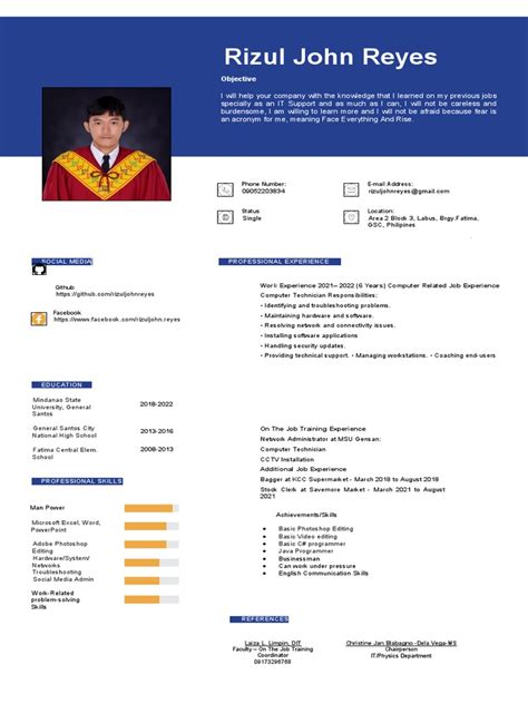 Resume Reyes Pdf Technical Support Computer Engineering