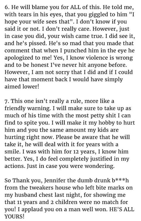 This Angry Wife Wrote A Letter To Her Cheating Husbands Mistress Cheating Husband Quotes