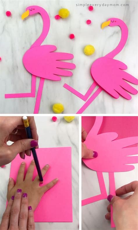 Handprint Flamingo Card Craft For Kids Free Template Flamingo Craft