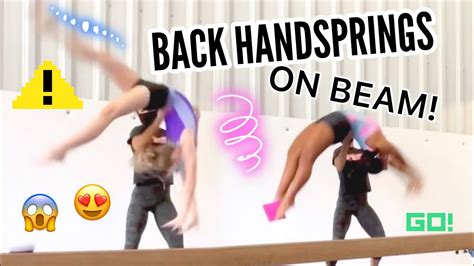 back handspring step out on beam youtube