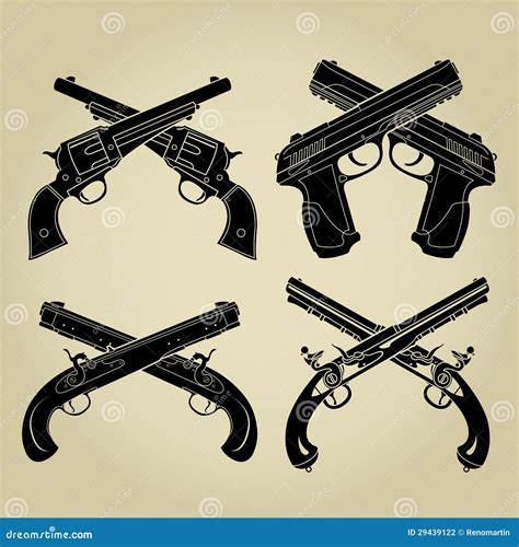 Evolução Das Armas De Fogo Silhuetas Cruzadas Ilustração Do Vetor