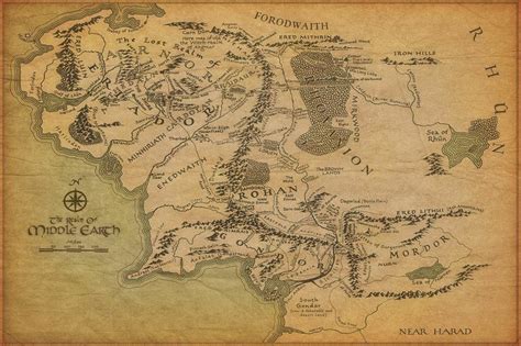 Map Of Middle Earth The Lord Of The Rings Poster 12x18