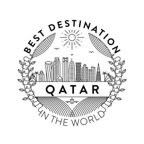 Vector Qatar City Badge Linear Style Stock Illustration Illustration