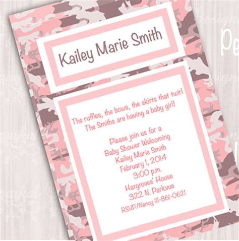template pink camo baby shower