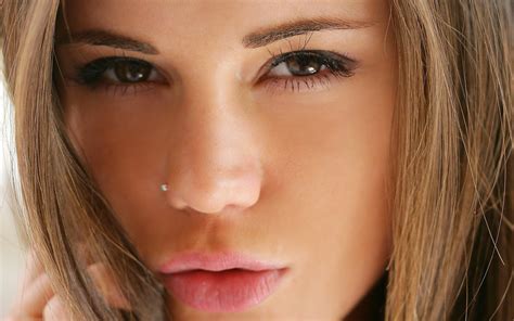 X Brunette Women Pornstar Green Eyes Face Piercing Wallpaper