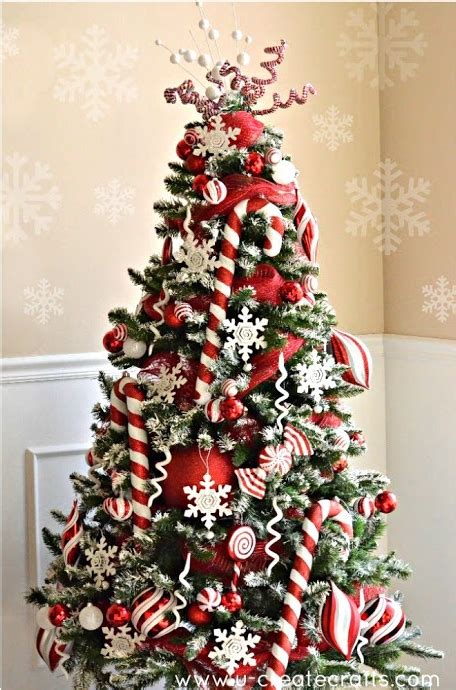 Candy Cane Christmas Tree Decortions Red And White Christmas Tree