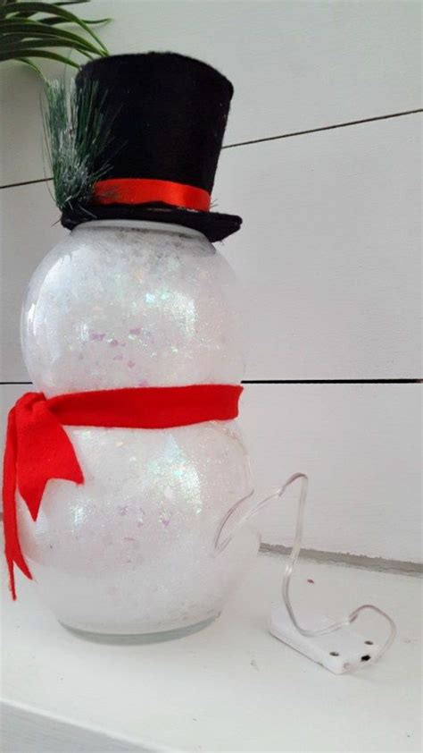 Diy Snowman With Glitter And Lights Easy Fishbowl Snowman Christmas